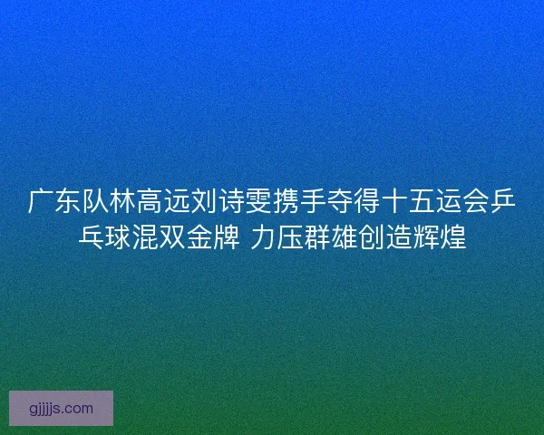 广东队林高远刘诗雯携手夺得十五运会乒乓球混双金牌 力压群雄创造辉煌
