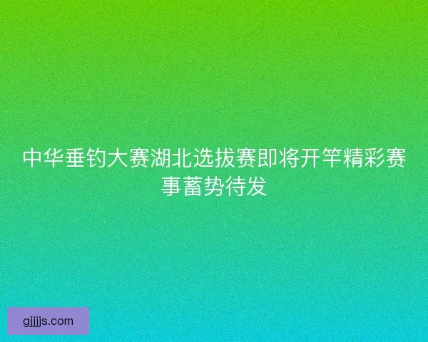 中华垂钓大赛湖北选拔赛即将开竿精彩赛事蓄势待发
